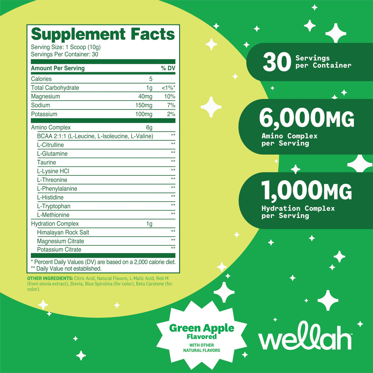 Wellah Poudre BCAA contenant ouvert avec cuillère