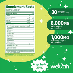 Wellah Poudre BCAA contenant ouvert avec cuillère