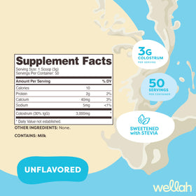 Wellah Poudre de Colostrum, mesurette et poudre, vue de côté