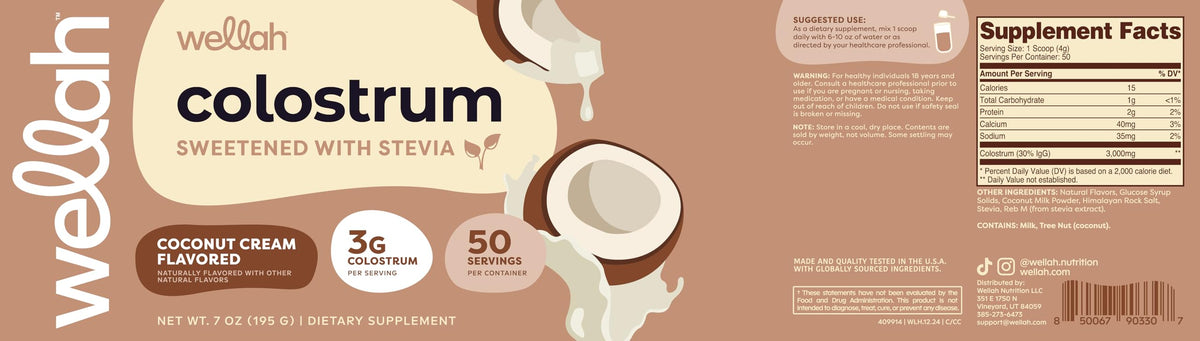 Wellah Poudre de Colostrum Saveur Crème de Coco, utilisation dans un smoothie