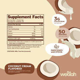 Wellah Poudre de Colostrum Saveur Crème de Coco, vue de côté