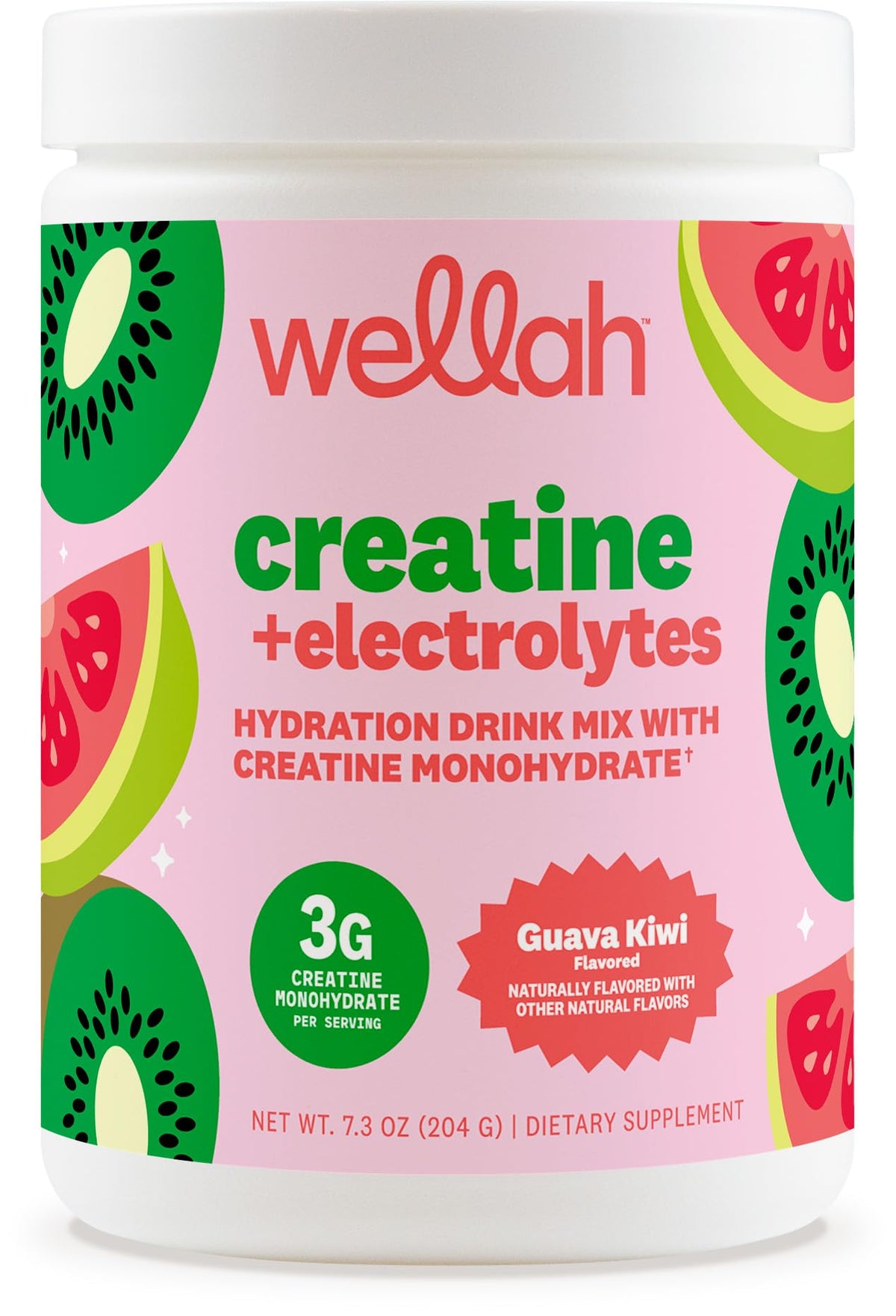 Wellah Poudre de Créatine + Électrolytes Goût Kiwi Guava vue avant