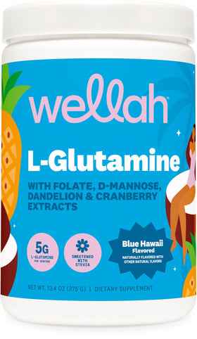 Wellah Poudre de L-Glutamine Blue Hawaii 50 Portions vue de face