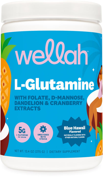 Wellah Poudre de L-Glutamine Blue Hawaii 50 Portions vue de face