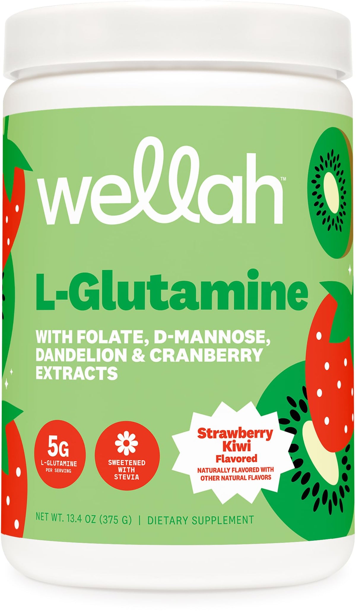 Wellah Poudre L-Glutamine Kiwi Fraise 458g avant ouverture