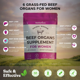 Wellanova complément alimentaire organes de bœuf 227g, packaging sur fond neutre