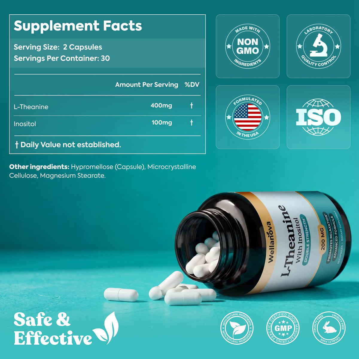 Wellanova L-Théanine 400mg capsules végétales