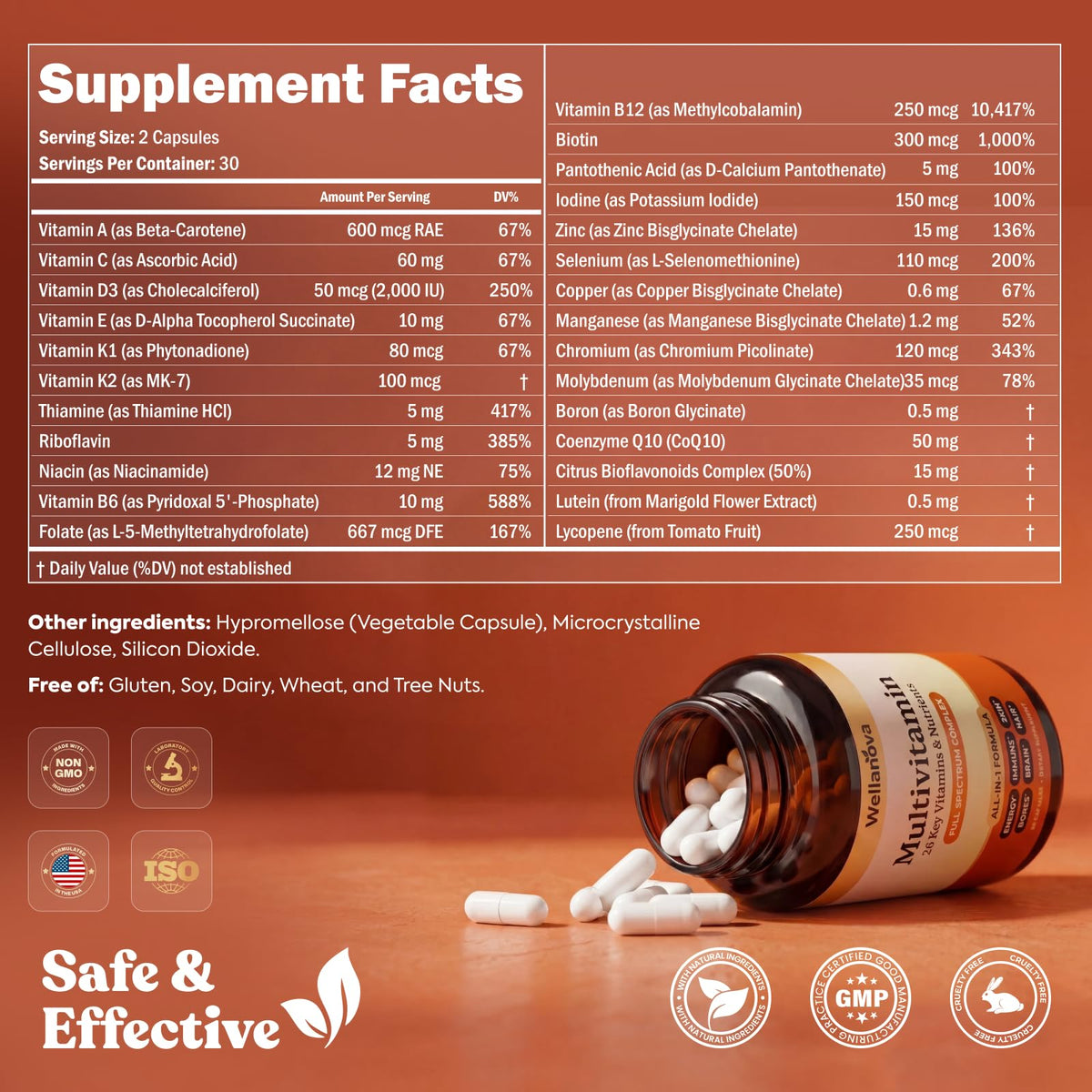 Wellanova Multivitamine 50+ 26 Nutriments capsules vue de côté
