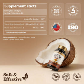 Wellanova Vitamine D3 K2 10 000 UI capsule ouverte montrant son contenu