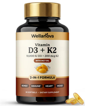 Wellanova Vitamine D3 K2 10 000 UI flacon avec 60 capsules
