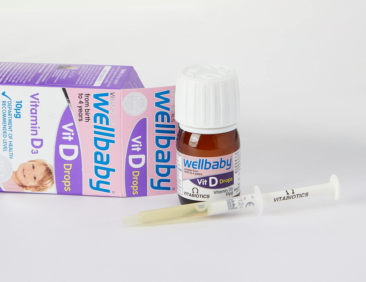 WELLBABY Gouttes de Vitamine D 30 ml arrière avec informations nutritionnelles