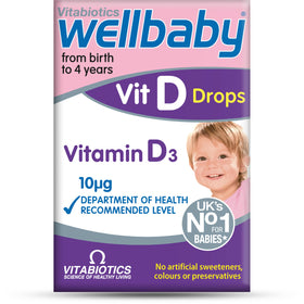 WELLBABY Gouttes de Vitamine D 30 ml vue avant avec compte-gouttes