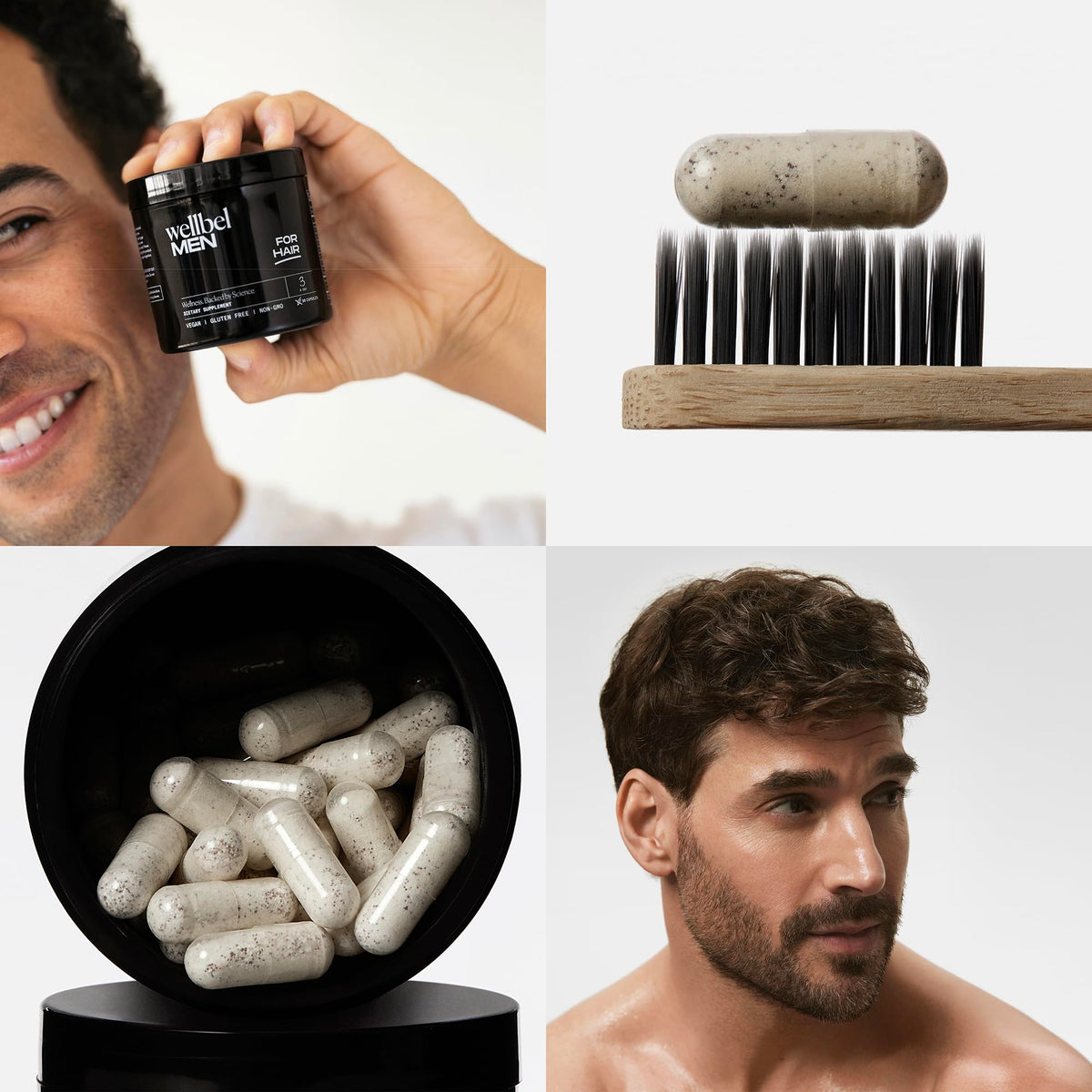 WELLBEL Complément Alimentaire Cheveux, Peau et Ongles - Capsules dans un verre