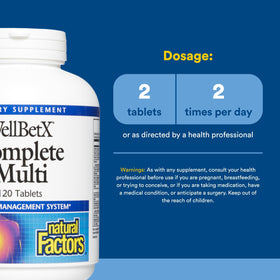 WellBetX Complete Multi de Natural Factors - dos de la boîte
