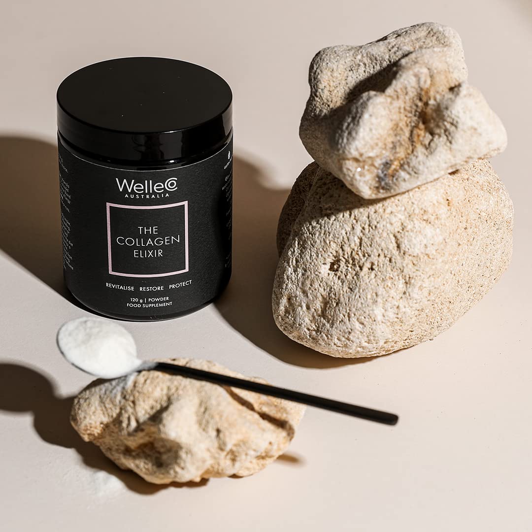 WelleCo Collagen Elixir Poudre de Collagène Marin 168g avec des ingrédients naturels