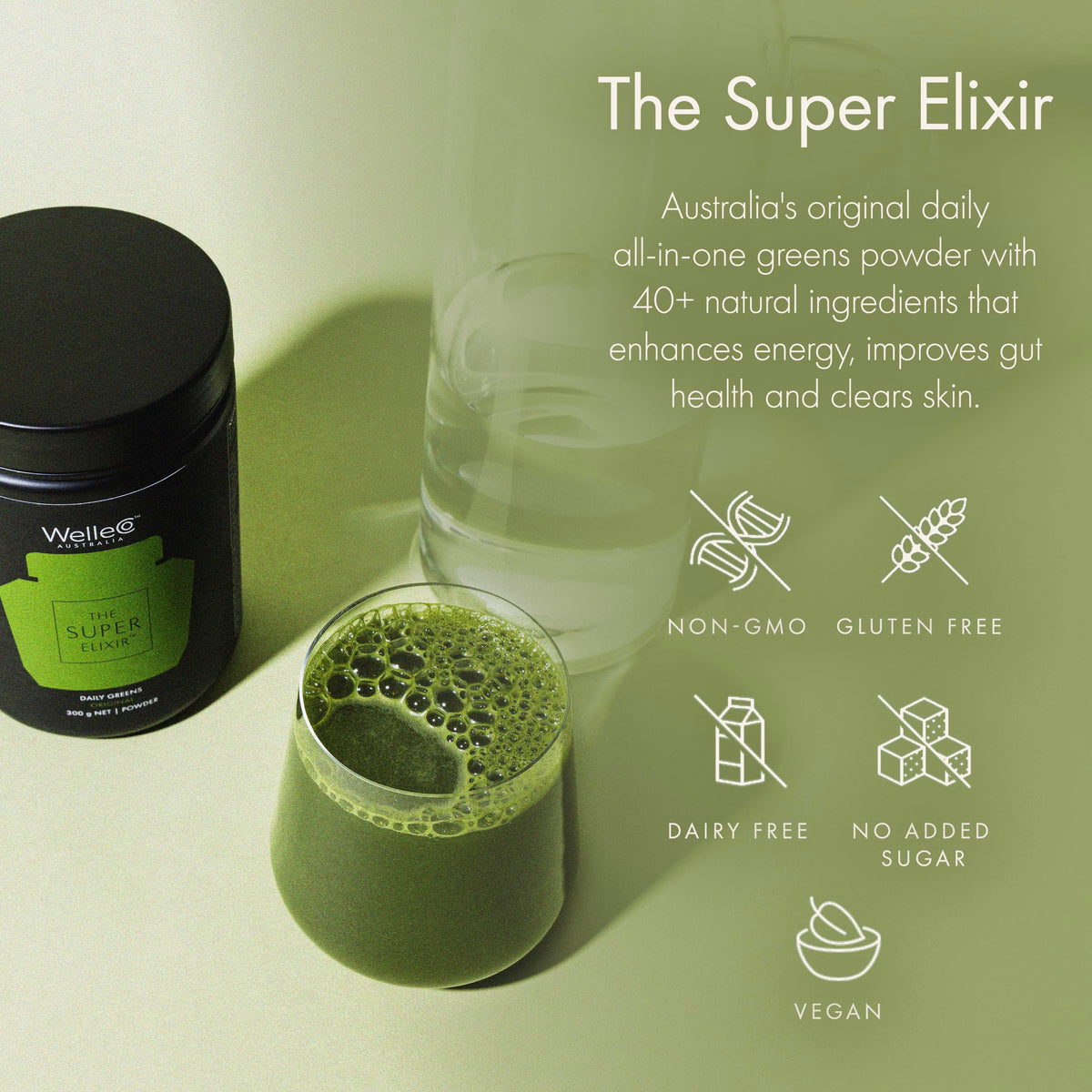 WelleCo Super Elixir Poudre de Super Aliments 300g Ananas & Citron Vert ingrédients