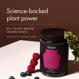 WelleCo The Super Elixir Poudre de Super Greens 300g étiquette