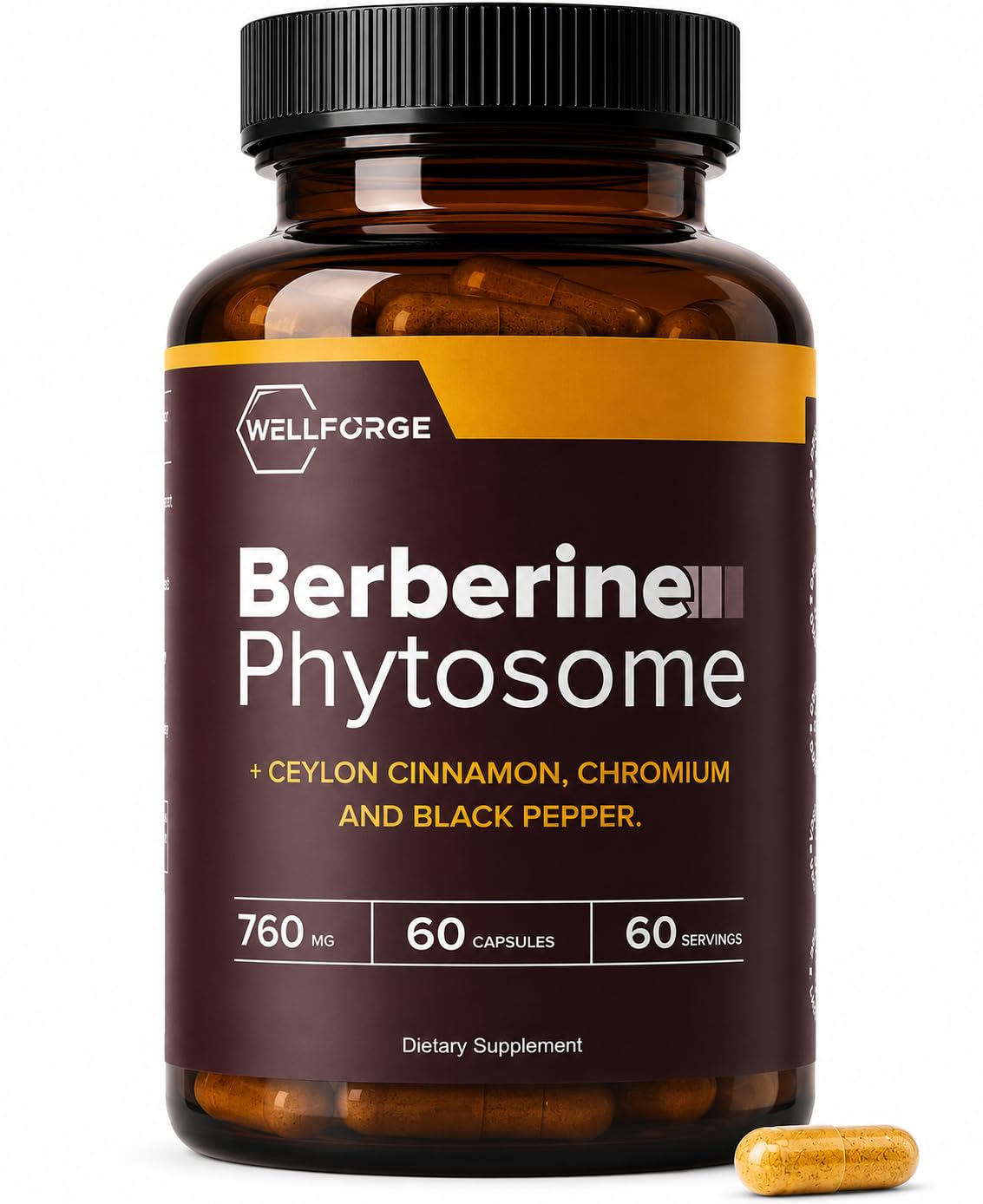 WellForge Berbérine Phytosome 550mg vue avant avec capsules