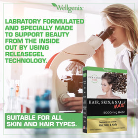 Wellgenix Purvana MAX affichant les bienfaits de la biotine