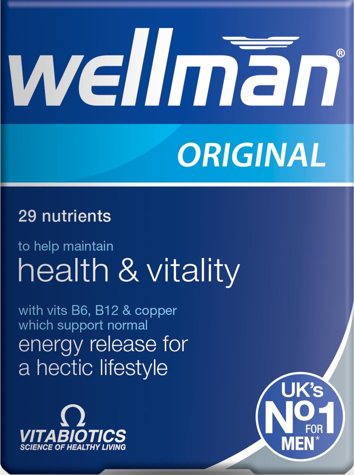 Wellman Tablets 30 comprimés pour hommes, boîte vue de face