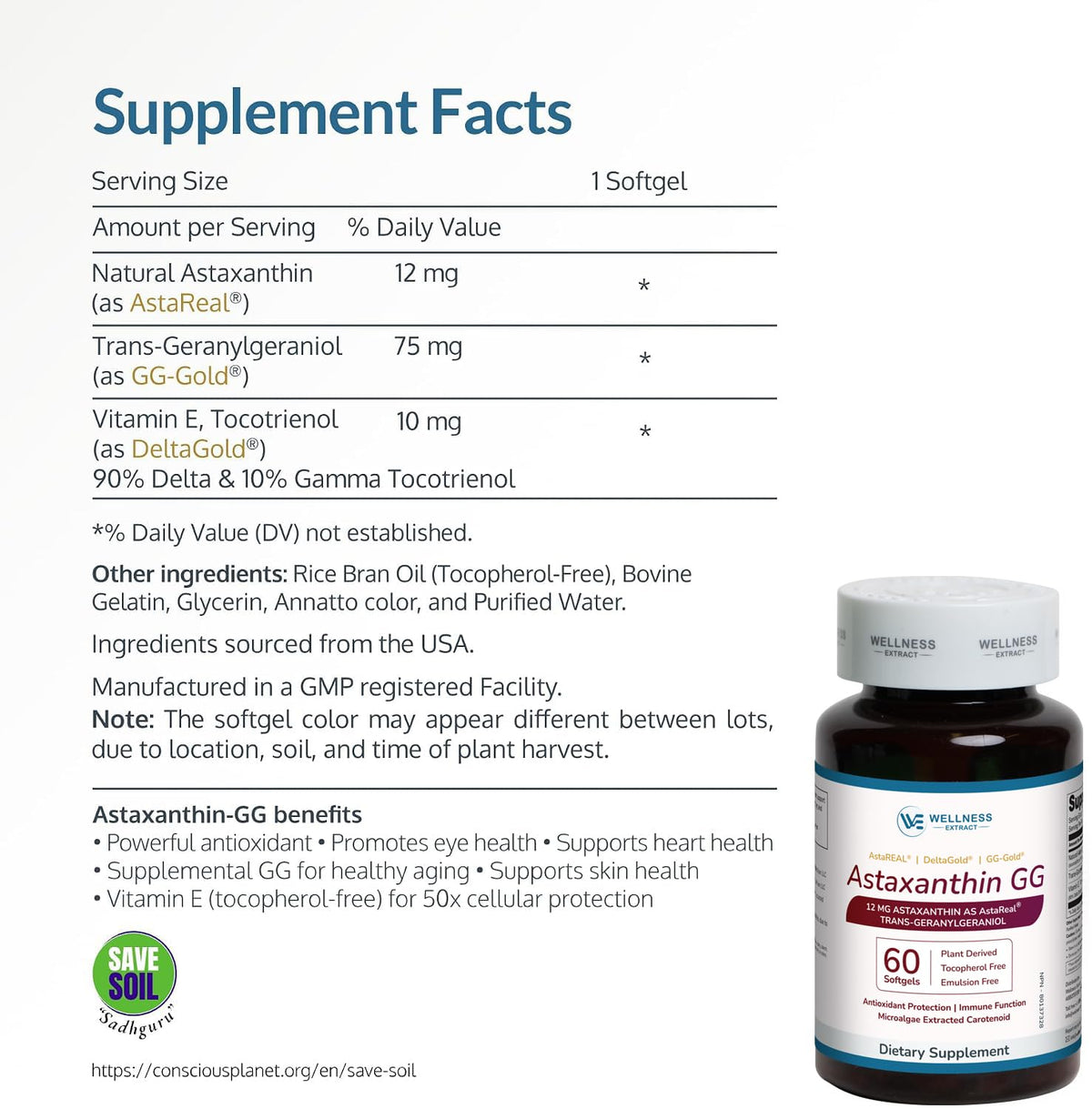 WELLNESS EXTRACT Astaxanthin 12mg gélules molles, gélule individuelle