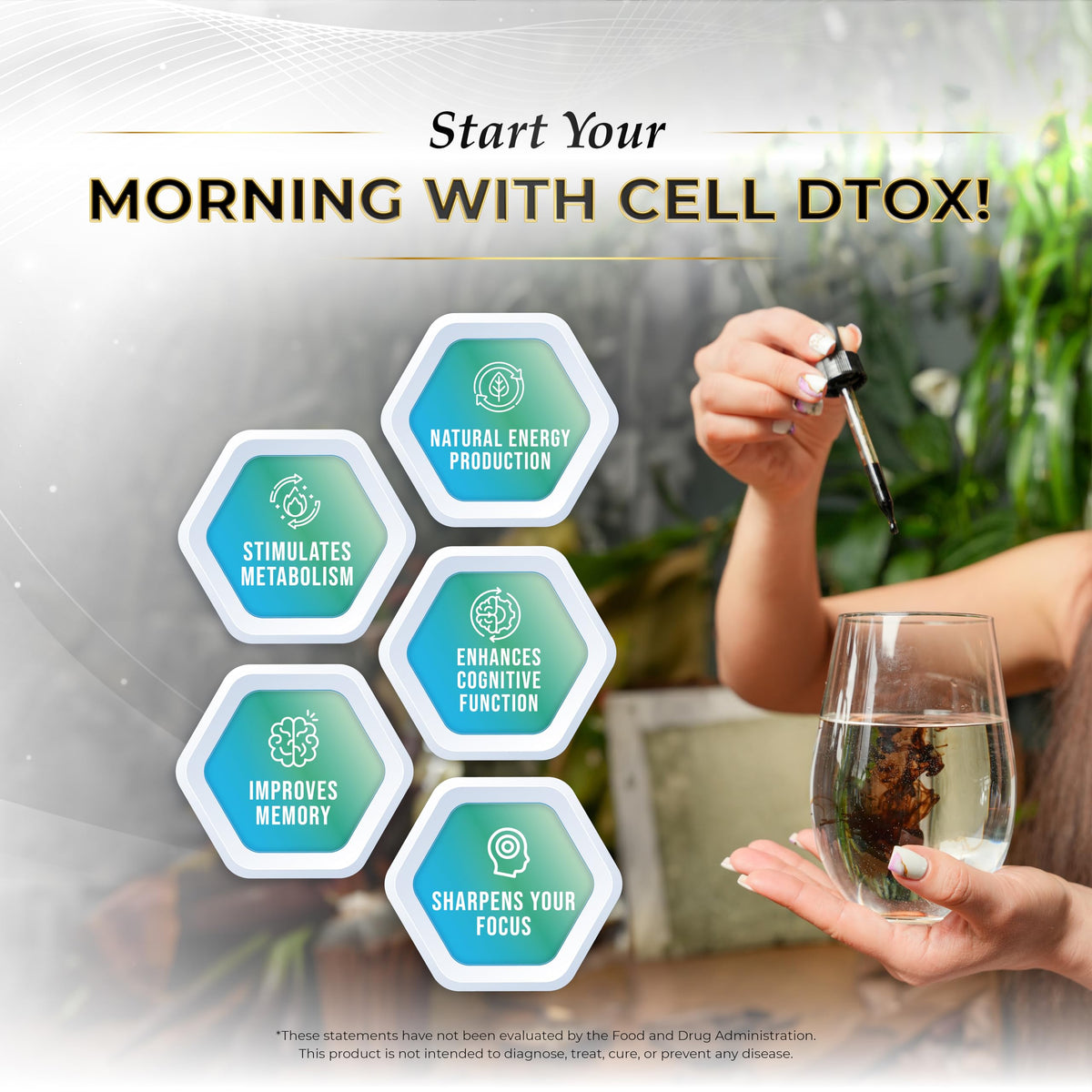 WELLNESS EXTRACT Cell Dtox gouttes minérales alcalines avec verre d'eau