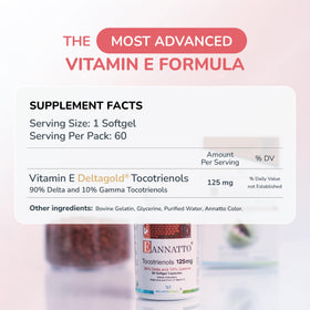 WELLNESS EXTRACT Eannatto Tocotrienols 125MG gélules sur fond blanc