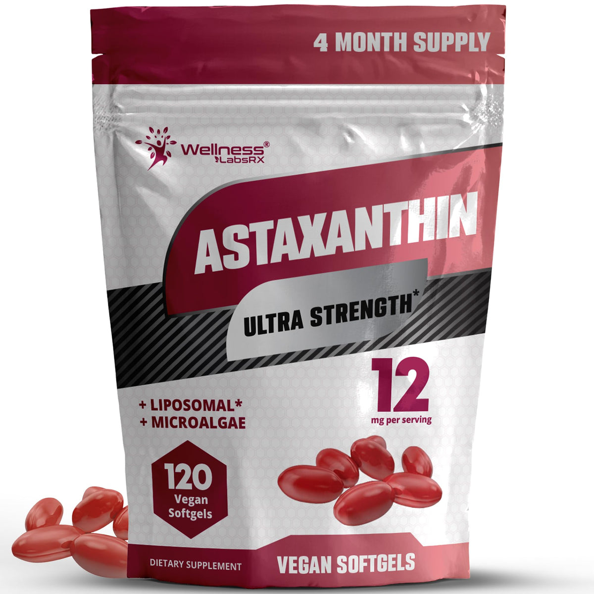 WELLNESS LABSRX Astaxanthine Liposomale 12mg gélules végétales avant