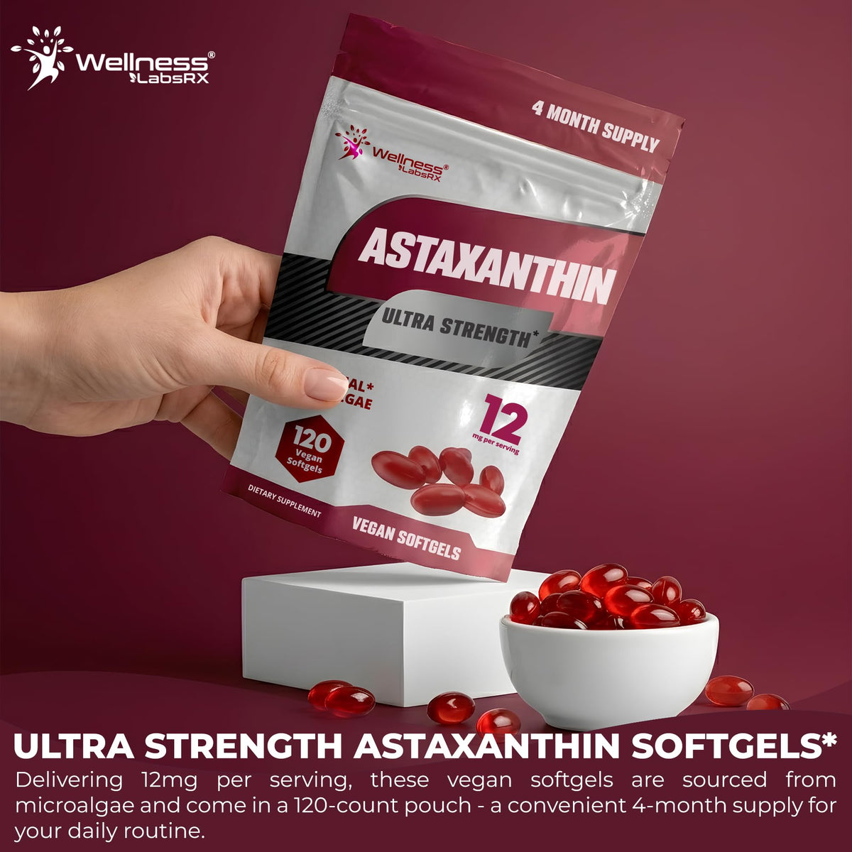 WELLNESS LABSRX Astaxanthine Liposomale 12mg gélules végétales côté