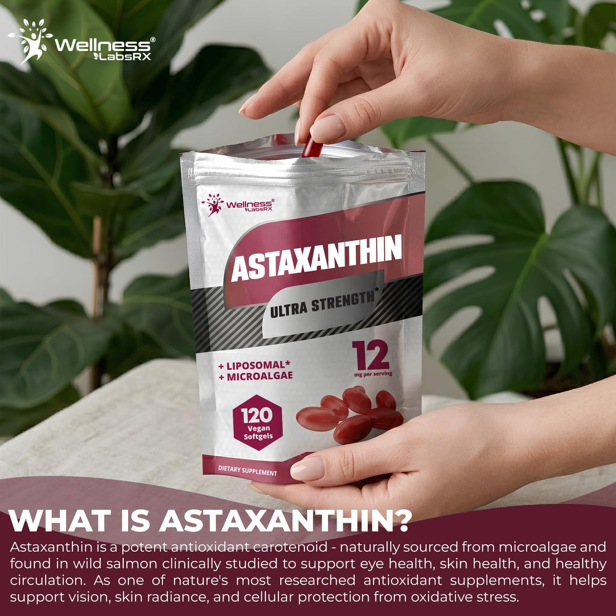 WELLNESS LABSRX Astaxanthine Liposomale 12mg prise en main