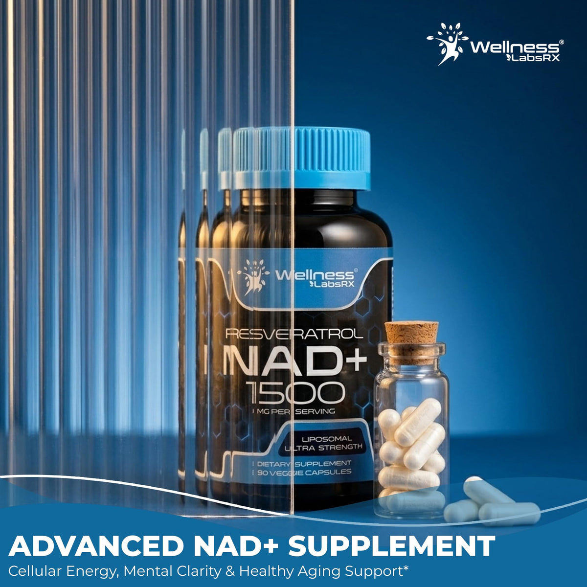 WELLNESS LABSRX Complément Alimentaire NAD+ 1500mg Capsules en main