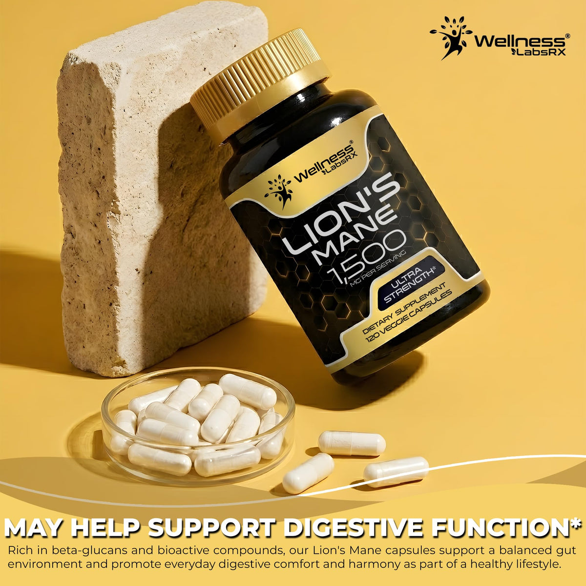 WELLNESS LABSRX Melena de Lion capsules - prise avec un verre d'eau