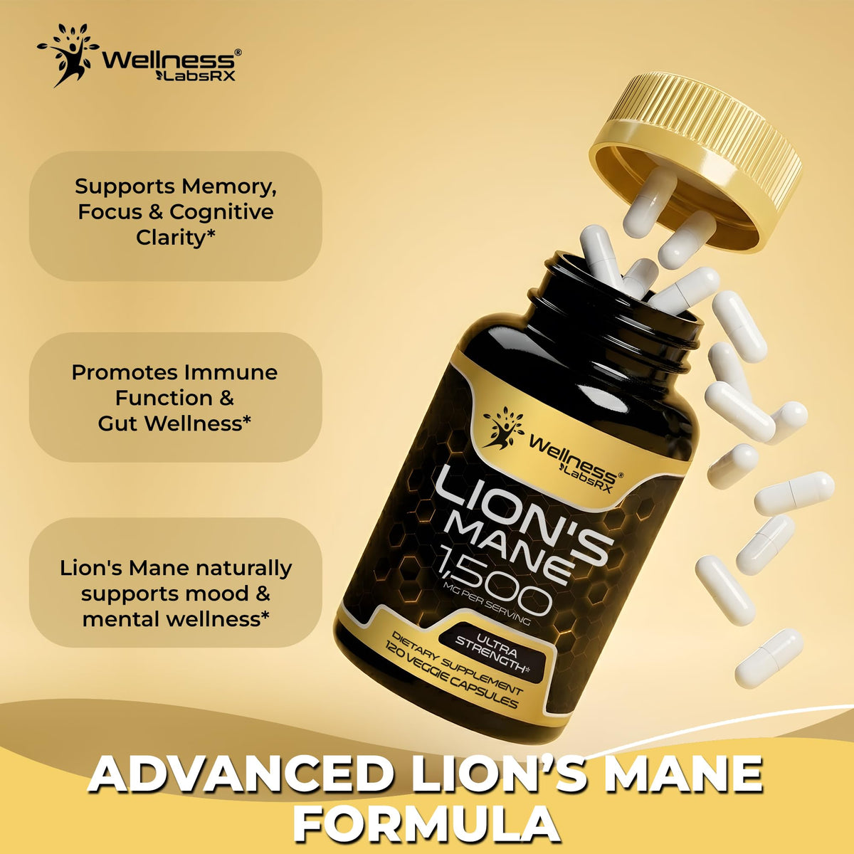 WELLNESS LABSRX Melena de Lion capsules - vue de dessus
