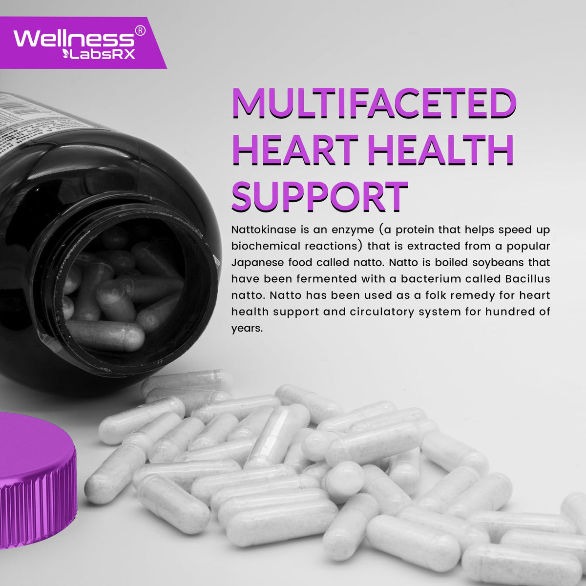 WELLNESS LABSRX Nattokinase 5000 FU dans un bol