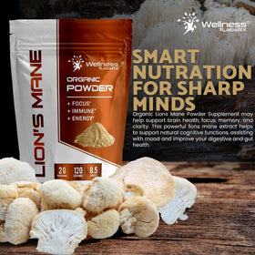 WELLNESS LABSRX Poudre de Champignon Lion's Mane 2000mg dans un verre