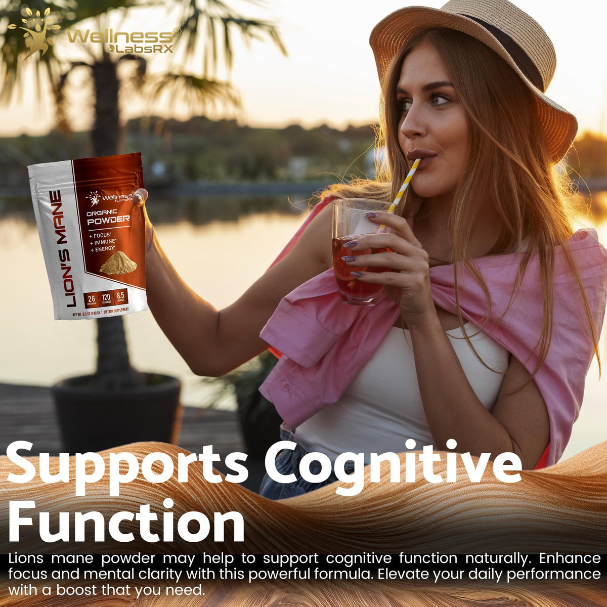 WELLNESS LABSRX Poudre de Champignon Lion's Mane 2000mg vue latérale