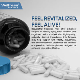 WELLNESS LABSRX Trans-Resvératrol 1000mg capsules en gros plan