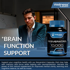 WELLNESS LABSRX Trans-Resvératrol 1000mg capsules sur fond blanc