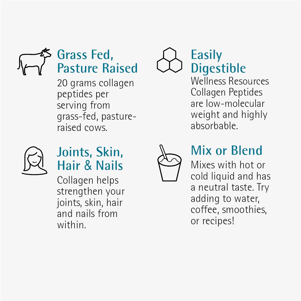 Wellness Resources Collagen Peptides 500g serving suggestion in a glass