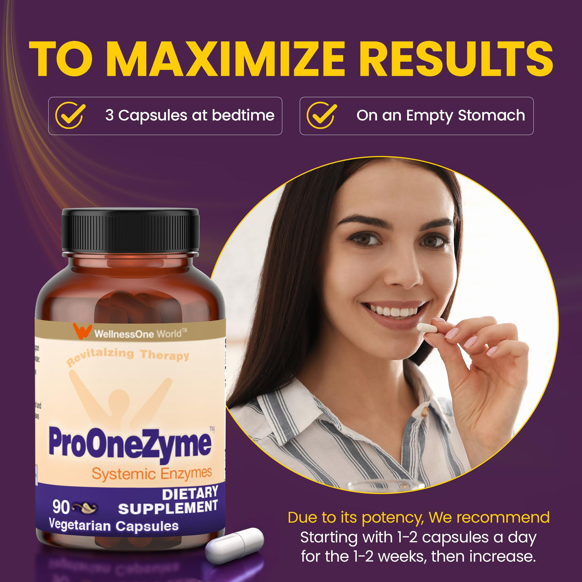 WellnessOne ProOneZyme capsules avec verre d'eau