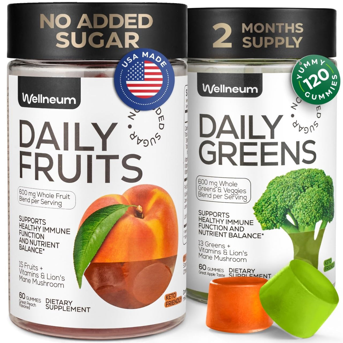 Wellneum Super Greens + Super Fruits Gummies front view