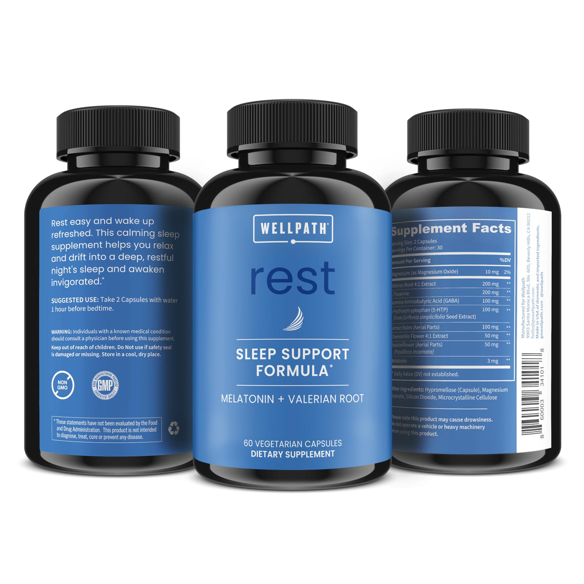 WellPath Sommeil 60 capsules avec un verre d'eau