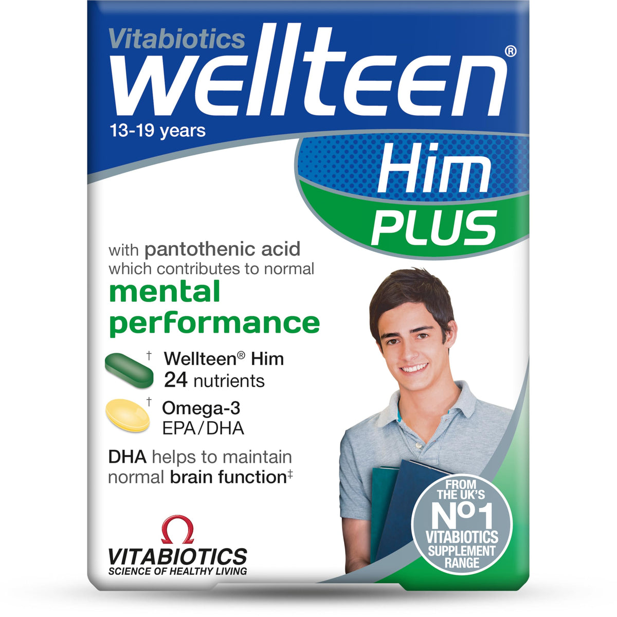 Wellteen Him Plus Omega-3 56 comprimés et capsules, vue de face
