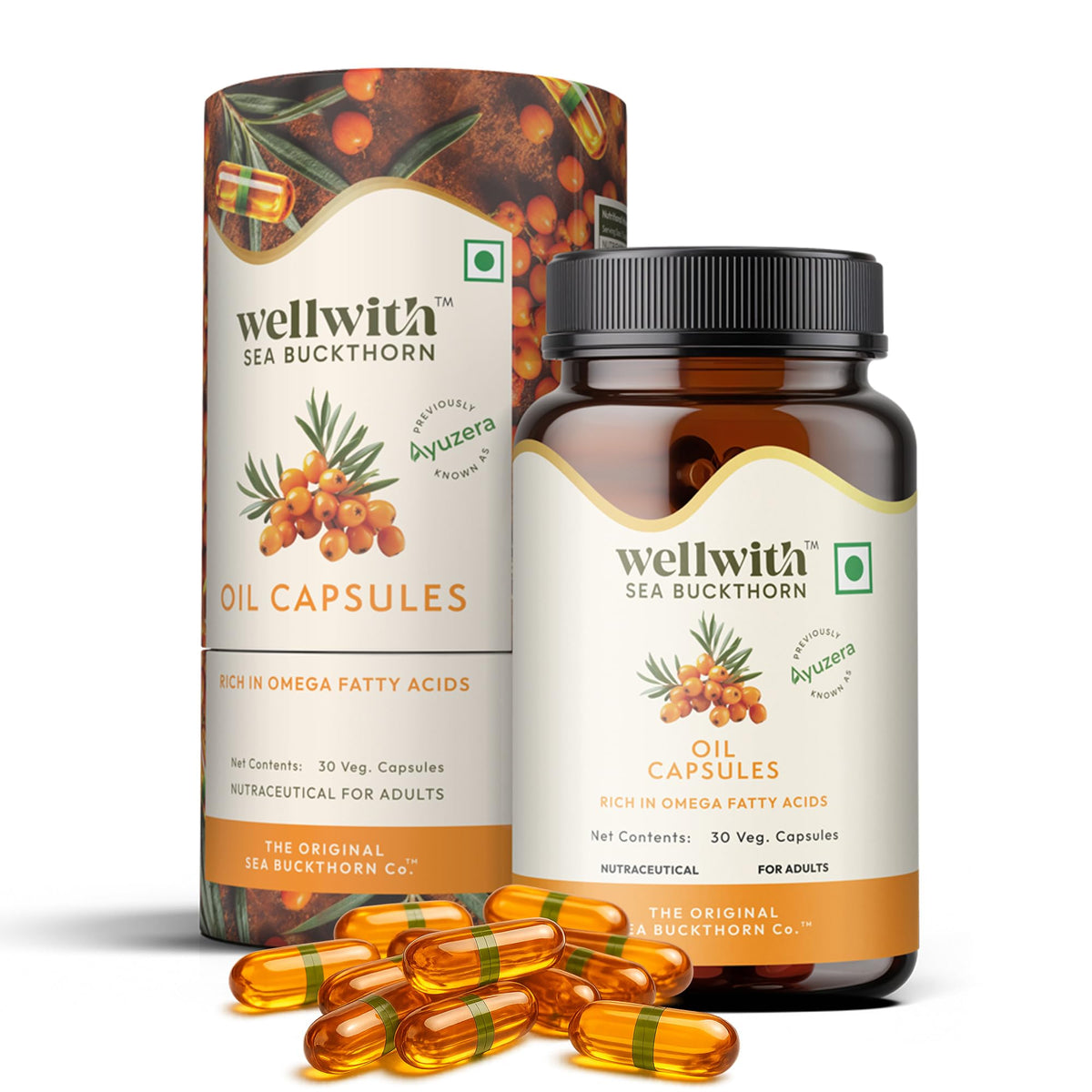 Wellwith Huile de Baie d'Églantier 500mg gélules végétales face