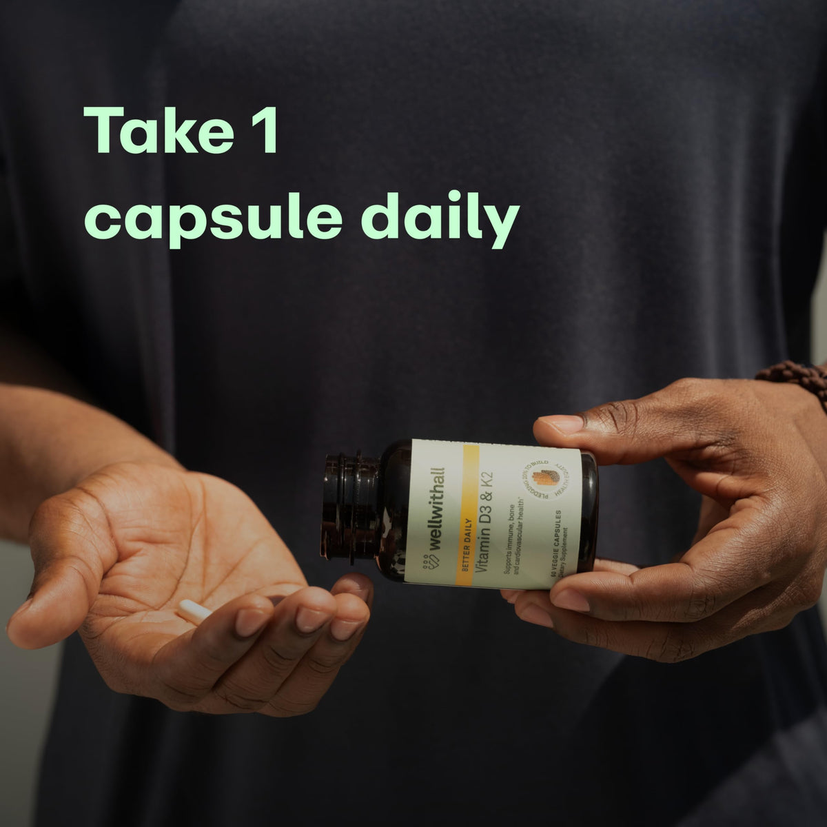 WellWithAll Vitamine D3 et K2, vue de côté