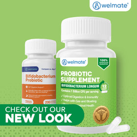 WELMATE Bifidobacterium Longum capsules ouvertes avec le contenu visible