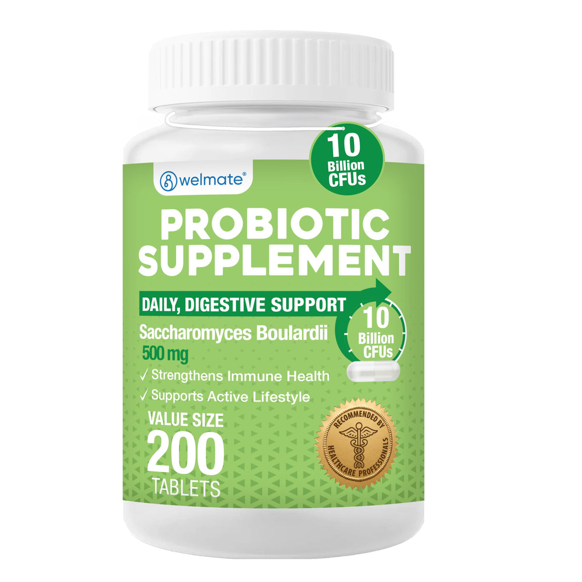 WELMATE Probiotiques Saccharomyces Boulardii 200 capsules vue de face