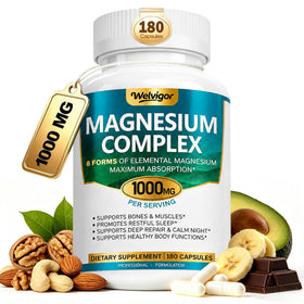 Welvigor Complex Magnésium 1000mg 8 en 1 pour Femmes, flacon de 180 capsules
