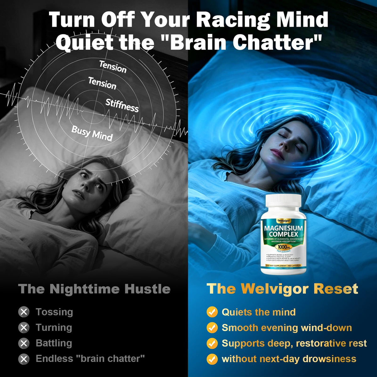 Welvigor Complex Magnésium 1000mg, capsules mini faciles à avaler
