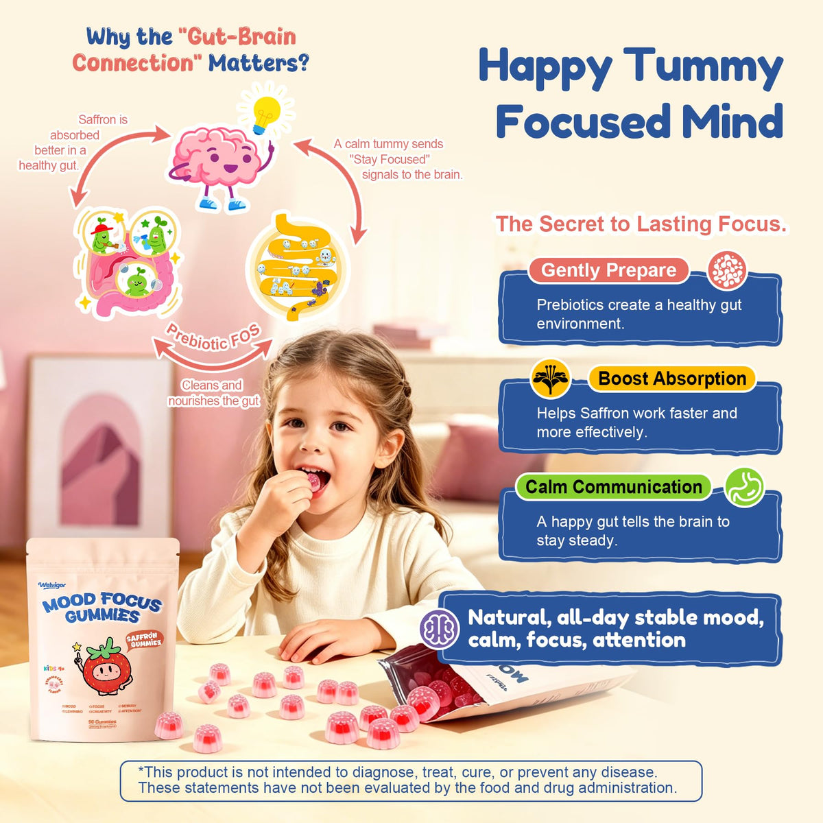 Welvigor Gummies Saffran Enfants pot ouvert avec gummies visibles